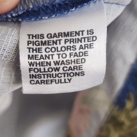 Tommy Bahama Shirt Mens Large Blue Silk Floral Hawaiian Pineapple Button Up Camp - Picture 9 of 12